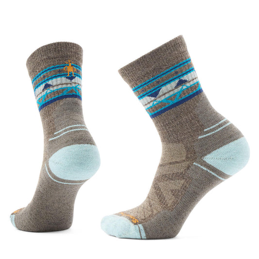 W Hike Light Cushion Zig Zag Valley Mid Crew Socks Military Olive-fossil