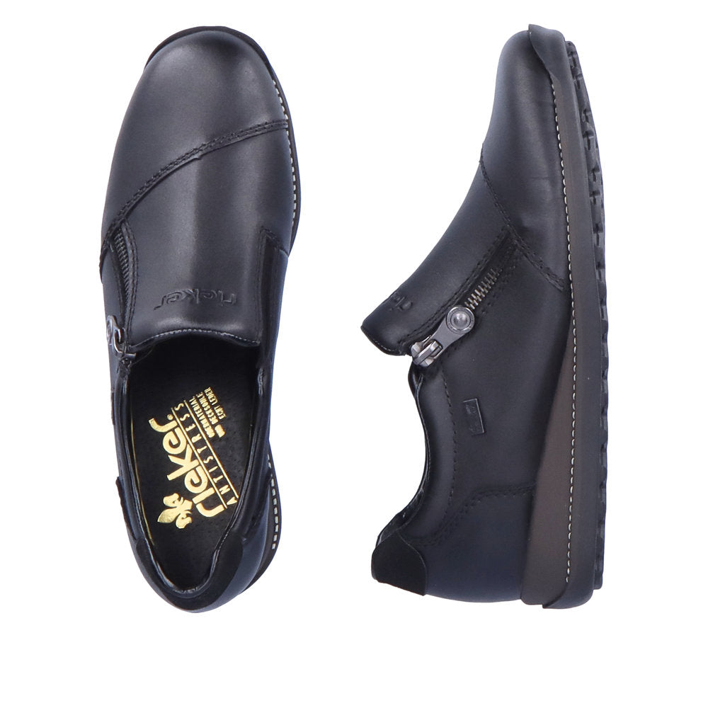 Black Slip On W Rieker Tex