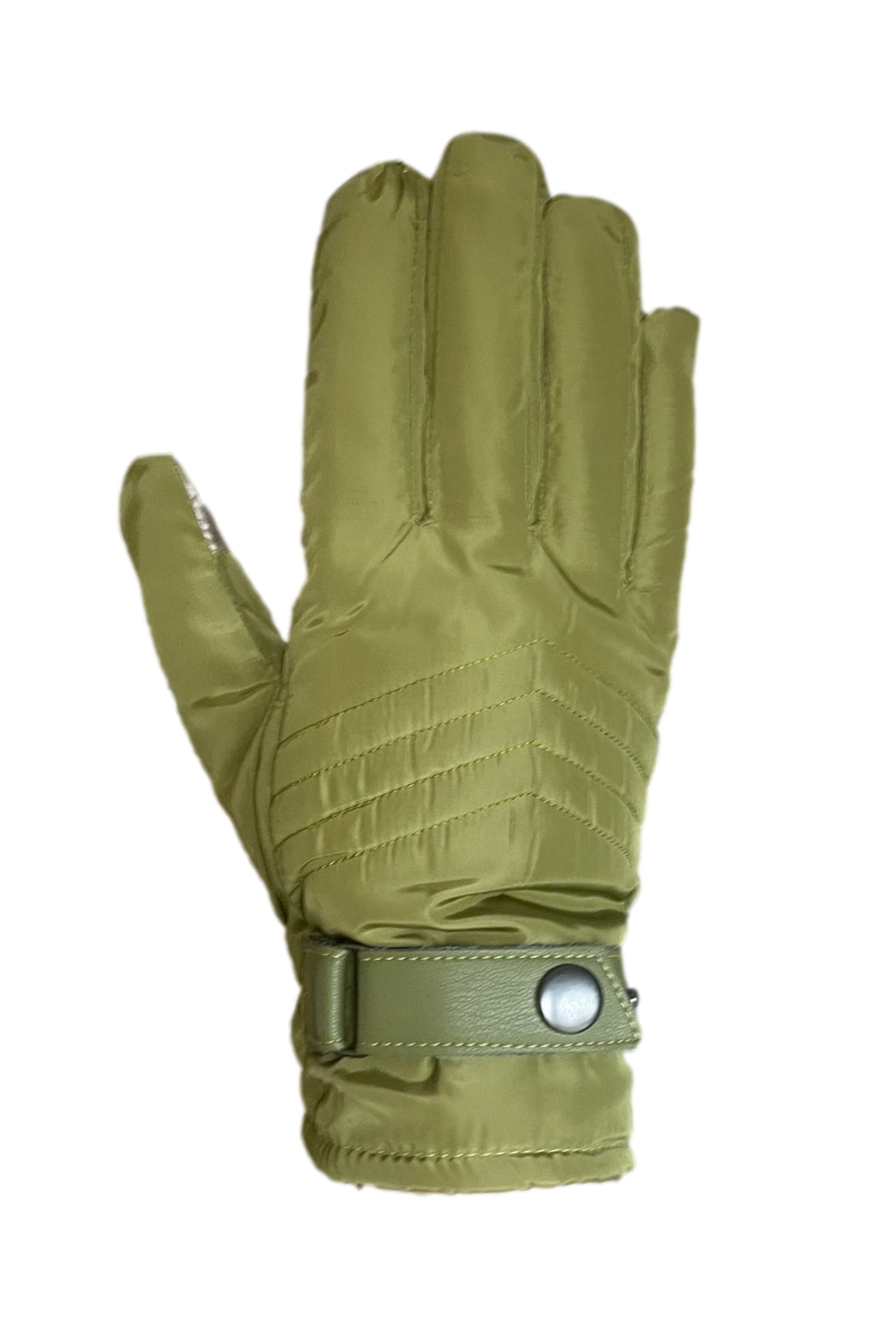 Nylon Glove Quilted Back Polyester Lined With Adjustable Strap Green