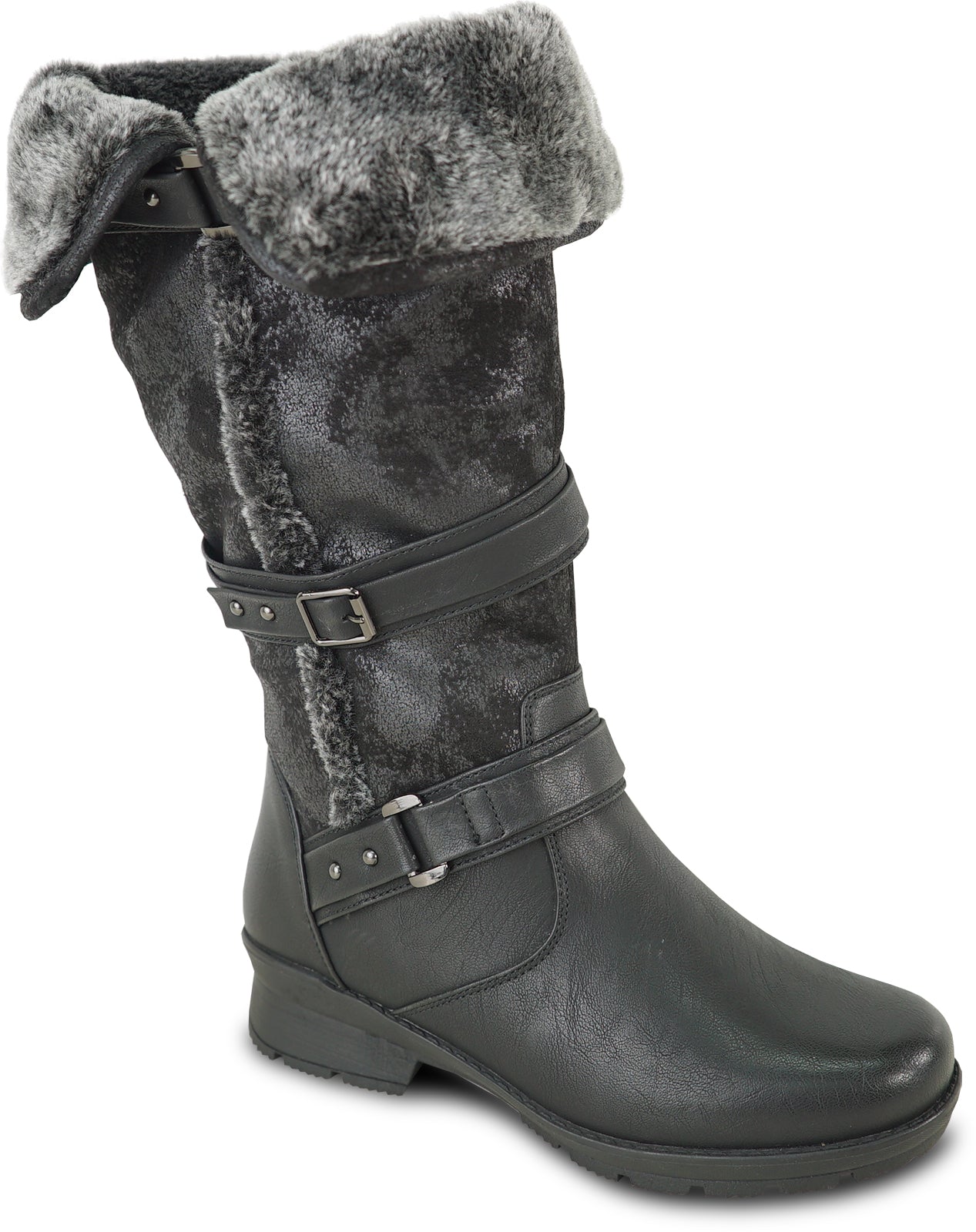 Tall Fur Lined Black Boot