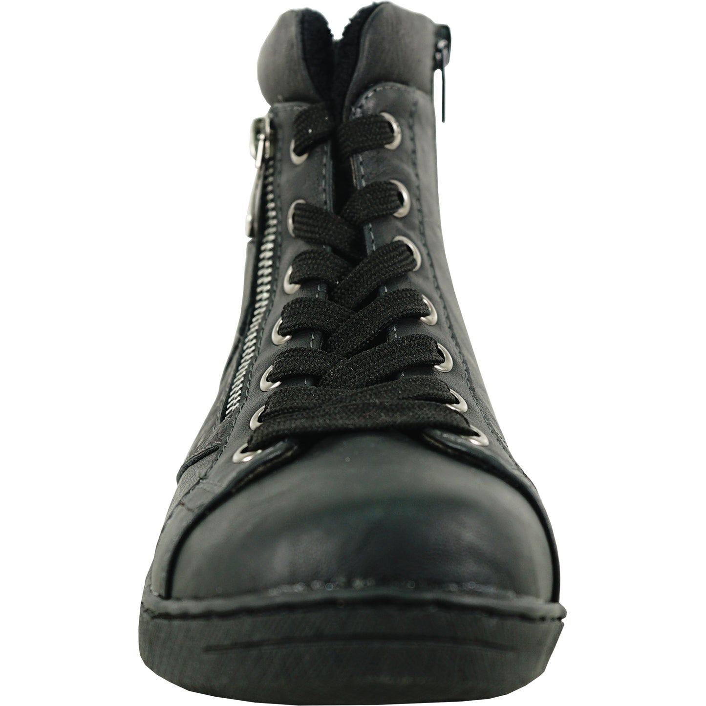 Black Lace Up Boot With Side Zip