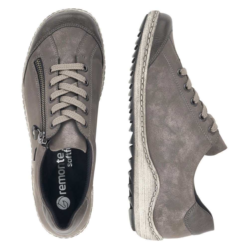 Grey Lace Shoe Side Zip