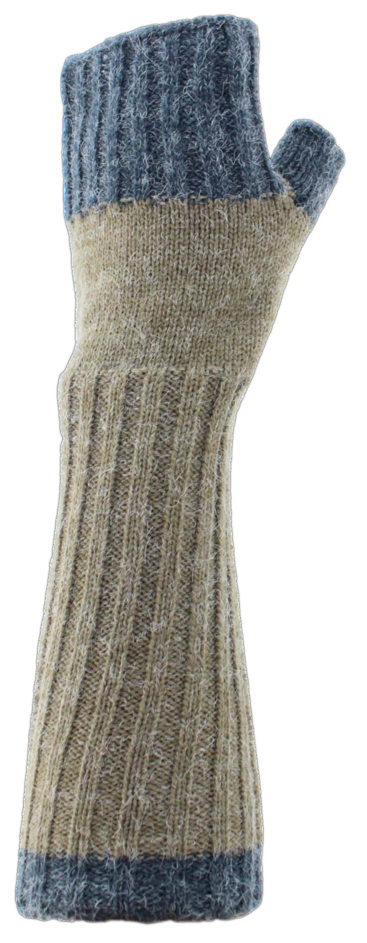 Fingerless Knit Glove Olive Navy