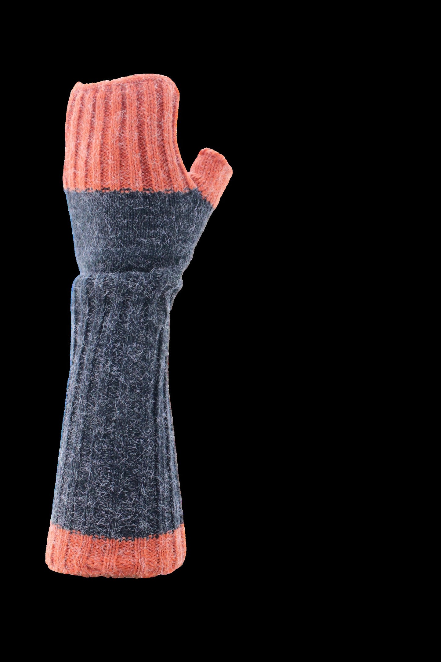 Fingerless Knit Glove Burnt Sienna Grey