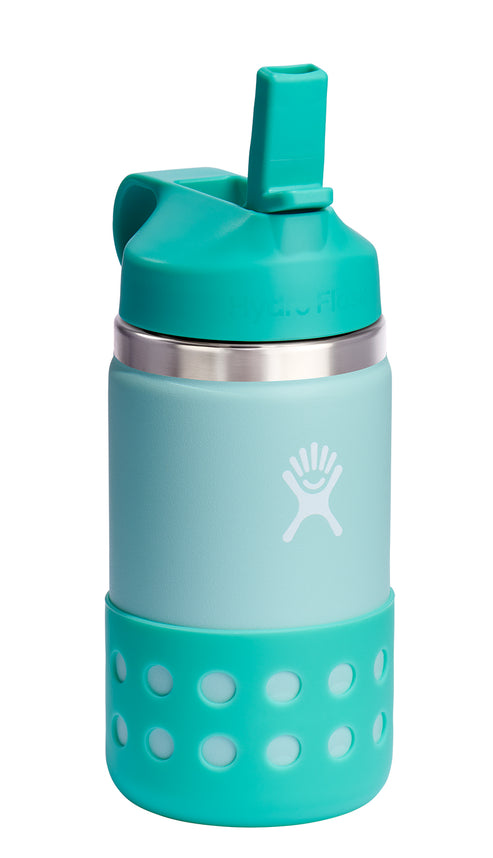 Hydro Flask Kids Wide Mouth Straw LID and Boot Honeydew 12 Oz Lake