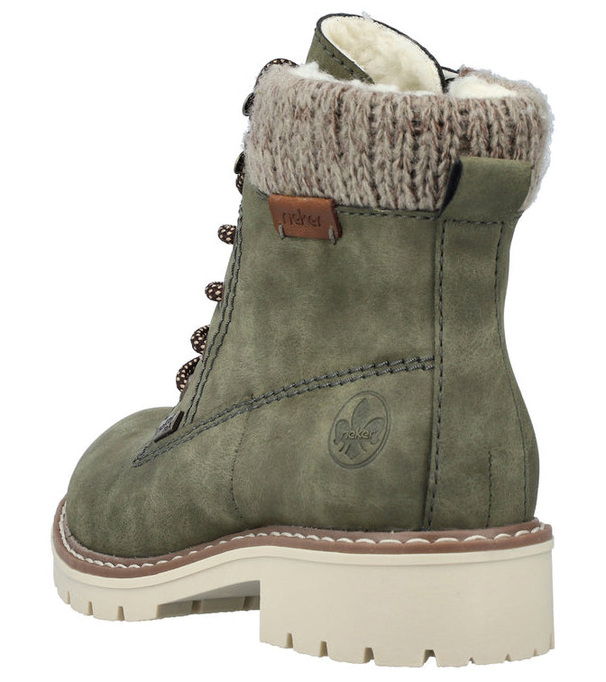 Green Warmlined Lace Up Boot