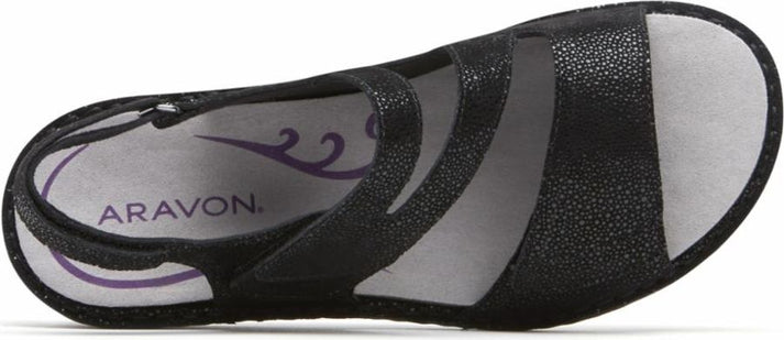 Aravon Sandals Cambridge 3 Strap Black - Extra Wide