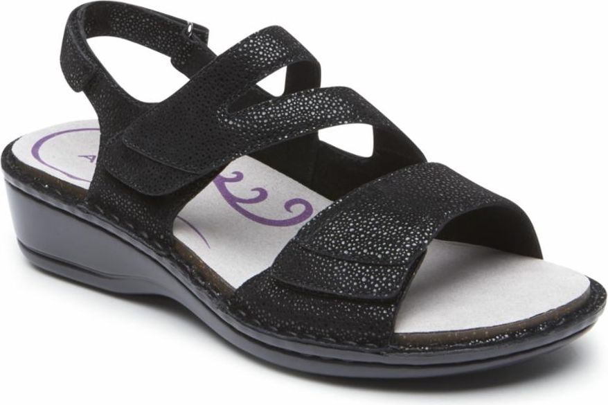 Aravon Sandals Cambridge 3 Strap Black - Extra Wide