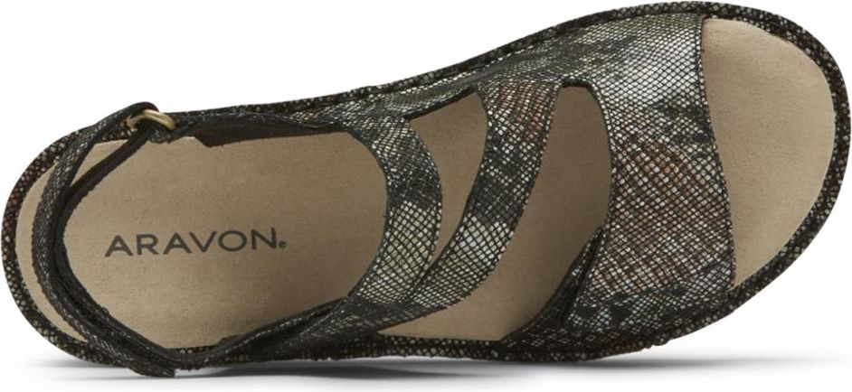 Aravon Sandals Cambridge 3 Strap Black - Extra Wide