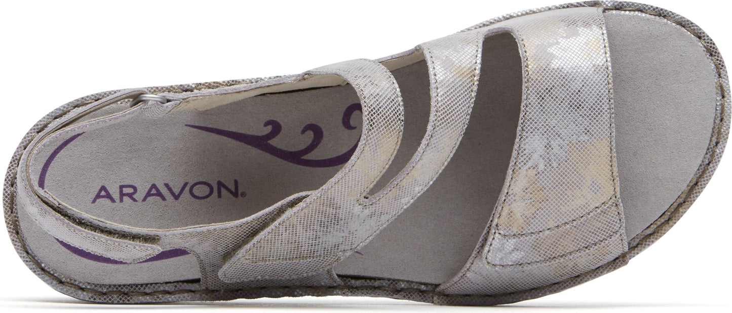 Aravon Sandals Cambridge 3 Strap Silver - Extra Wide