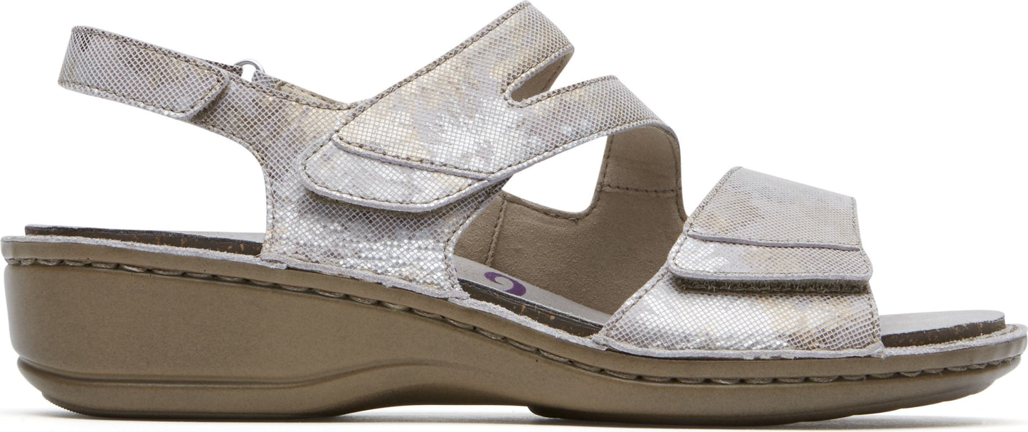 Aravon Sandals Cambridge 3 Strap Silver - Extra Wide