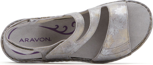 Aravon Sandals Cambridge 3 Strap Silver - Wide