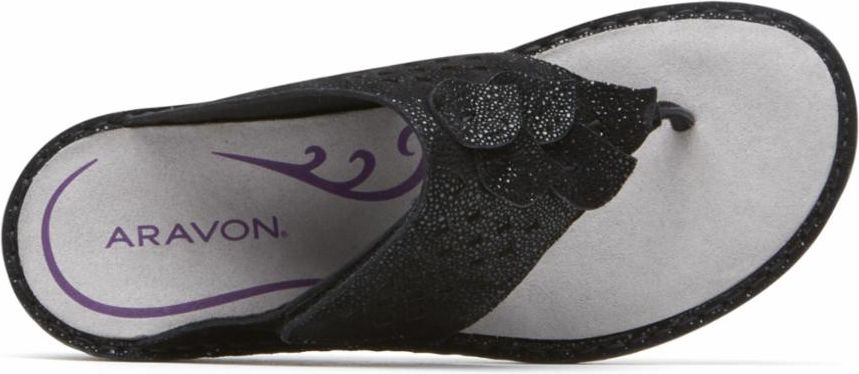 Aravon Sandals Cambridge Thong Black - Wide