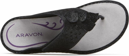 Aravon Sandals Cambridge Thong Black