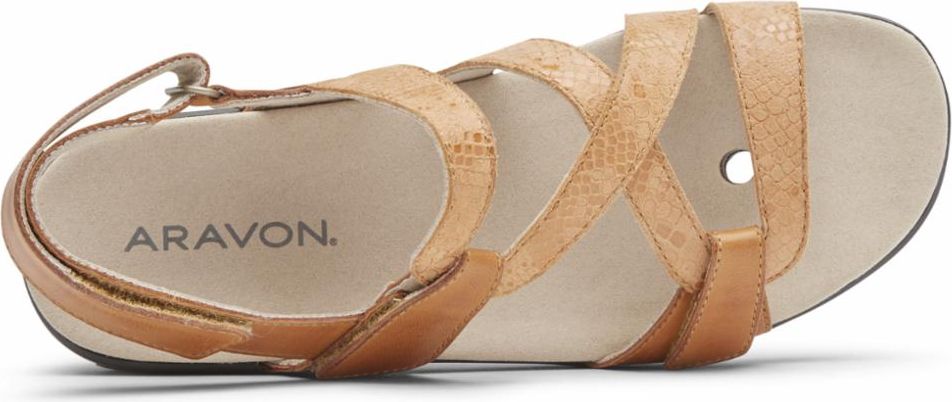 Aravon Sandals Power Comfort Sandals Strap Sandal Brown - Wide