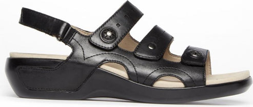 Aravon Sandals Power Comfort Sandals Three Strap Black - Extra Wide