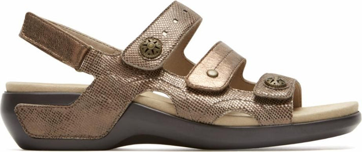 Aravon Sandals Power Comfort Sandals Three Strap Metallic - Extra Wide