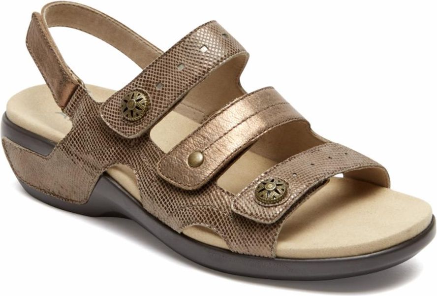 Aravon Sandals Power Comfort Sandals Three Strap Metallic - Extra Wide