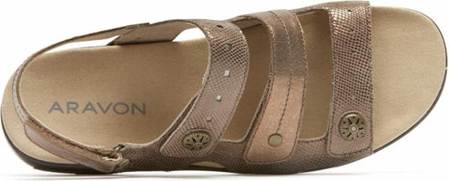 Aravon Sandals Power Comfort Sandals Three Strap Metallic - Wide