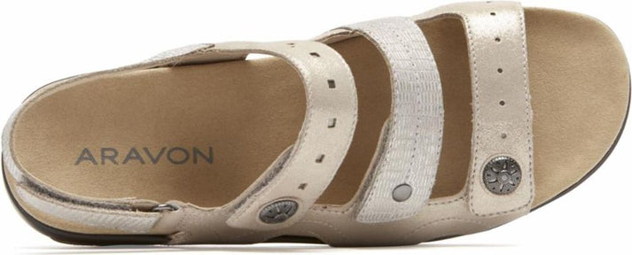 Aravon Sandals Power Comfort Sandals Three Strap Nude - Extra Wide