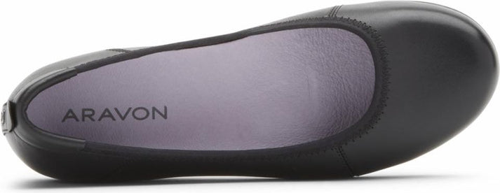 Aravon Shoes Abbey Ballet Black - Extra Wide