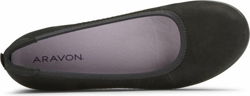 Aravon Shoes Abbey Ballet Black - Extra Wide