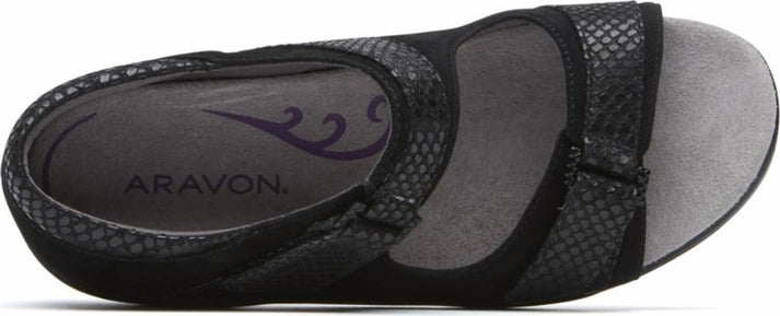 Aravon Shoes Duxbury Two Strap Black - Narrow