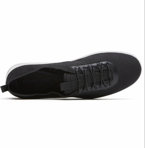 Aravon Shoes Power Comfort Mesh Bungee Black - Wide