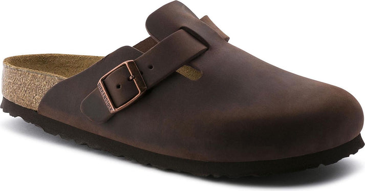 Birkenstock Clogs Boston Soft Footbed Oiled Leather Habana - Narrow