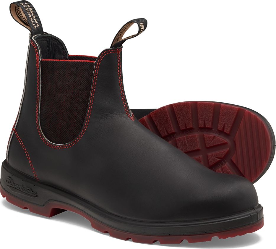 Black chelsea boots outlet with red elastic