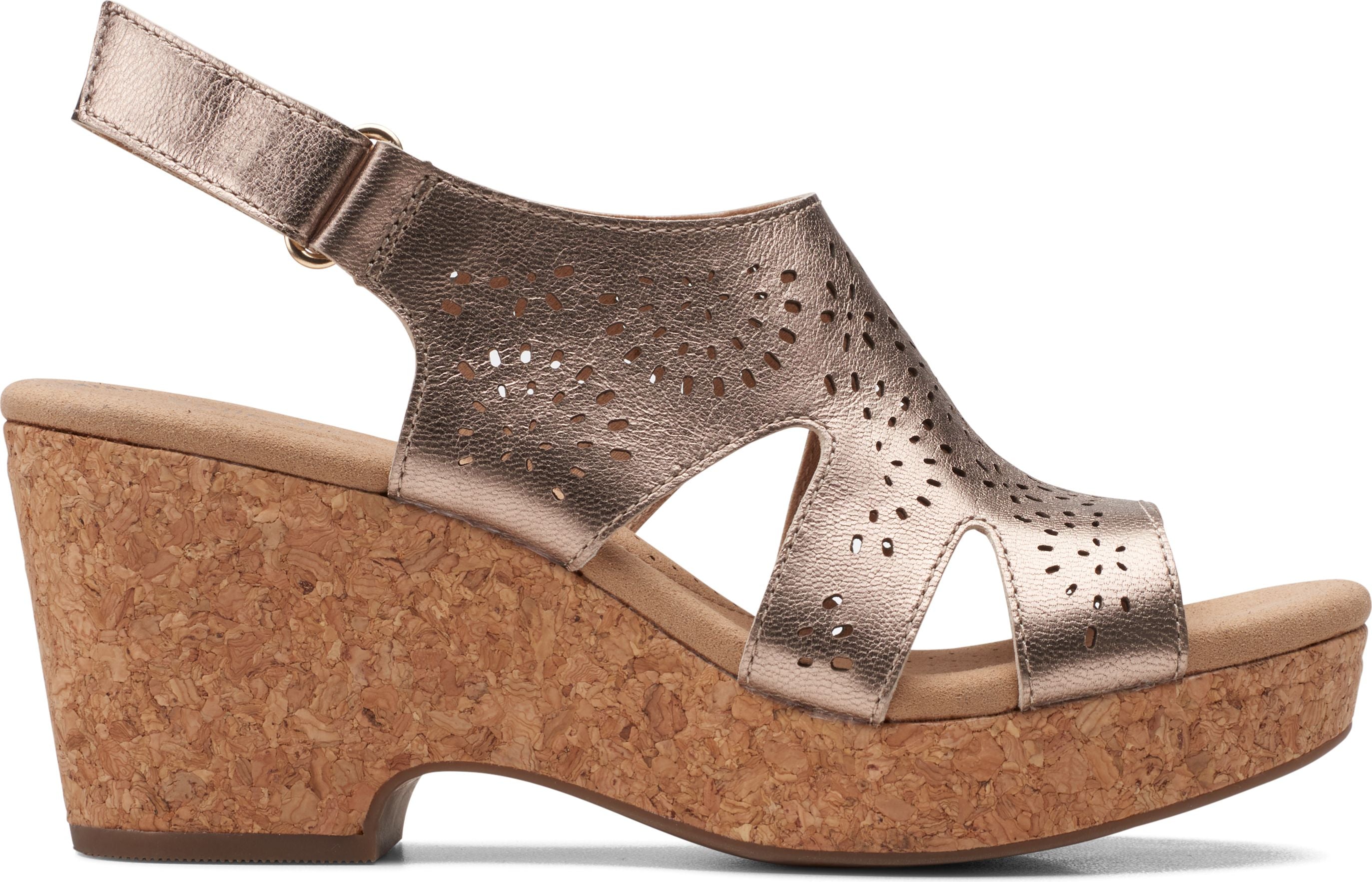 Clarks metallic hot sale wedge sandals