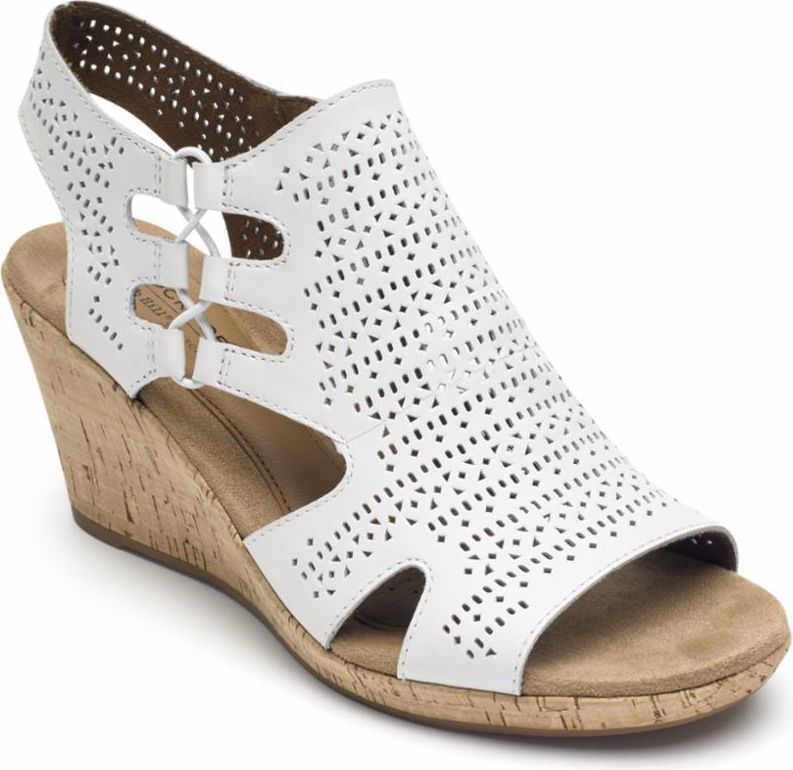 Jana Perforated Sandal White - Wide