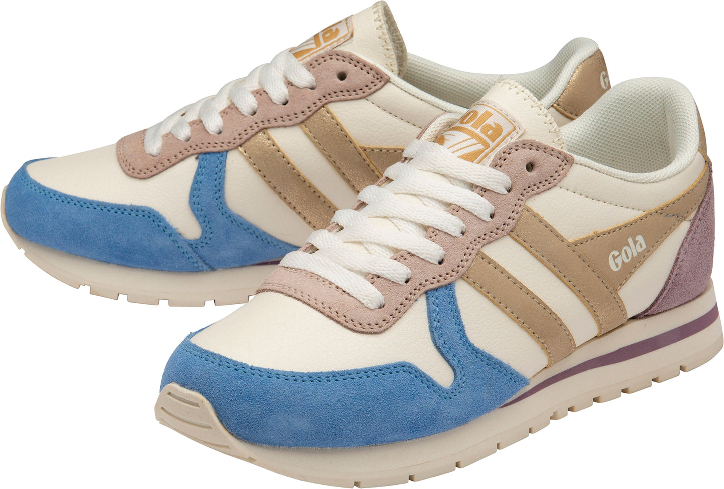 Gola Shoes Daytona Quadrant Off White/vista Blue/gold/lily