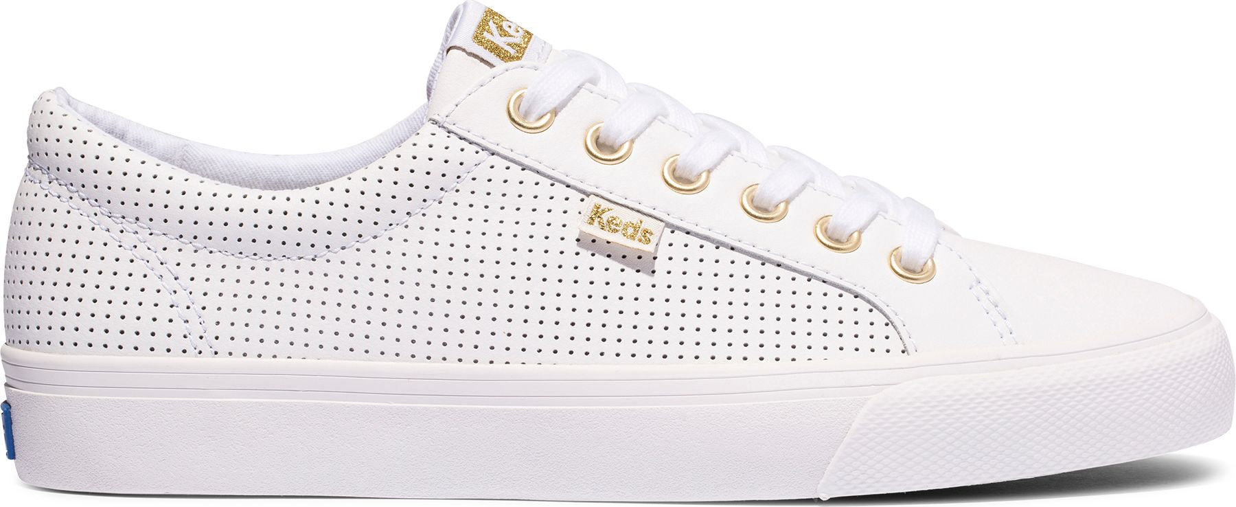 Jump Kick Perforated Leather White & Gold