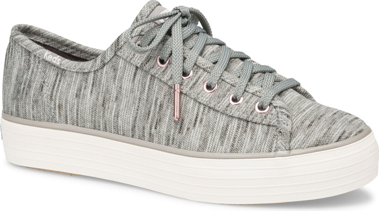 Keds Shoes Triple Kick Heather Strpe Knit Lt Gray