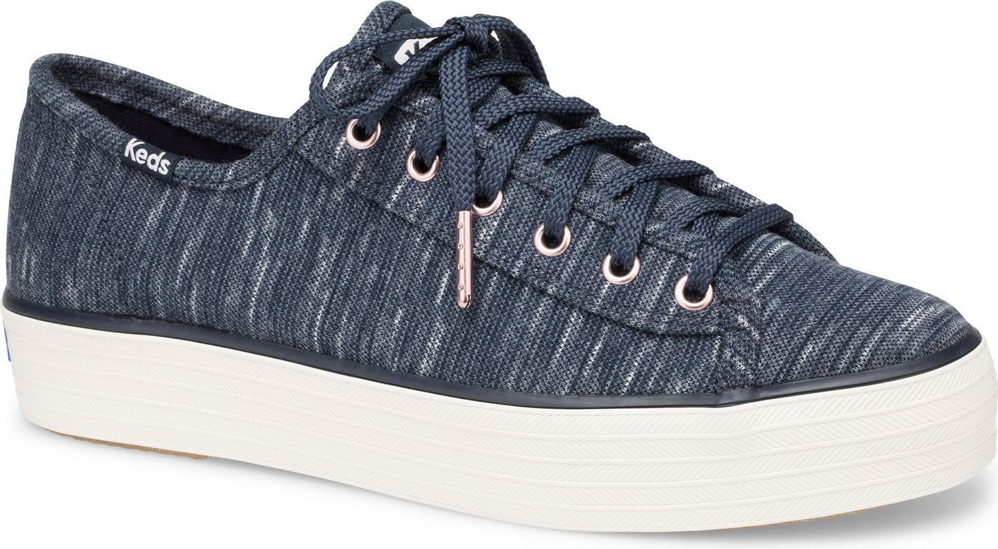 Keds Shoes Triple Kick Heather Strpe Knit Navy