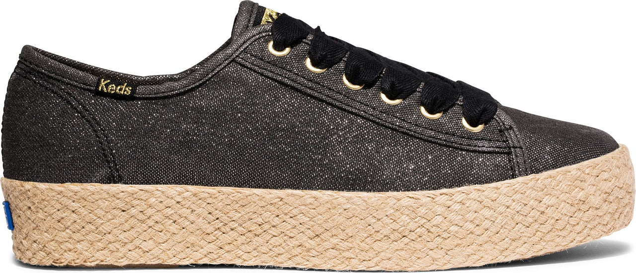 Keds Shoes Triple Kick Washed Mtlc Jute Black