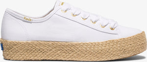 Keds Shoes Triple Kick Washed Mtlc Jute Brilliant White