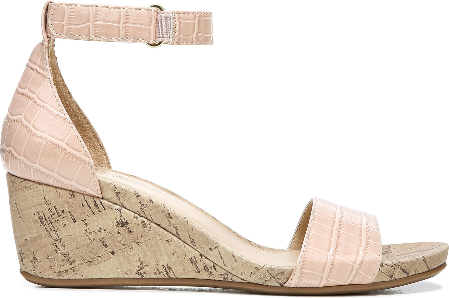 Naturalizer Sandals Areda Croco Almond Blush Patent - Wide