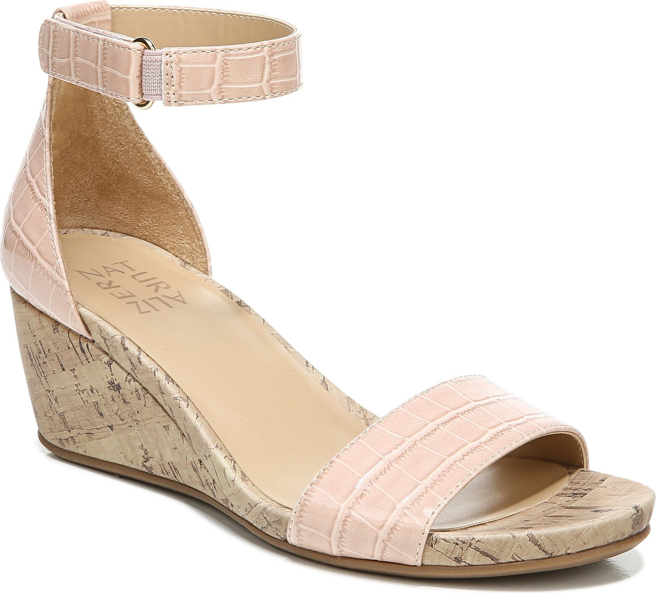 Naturalizer Sandals Areda Croco Almond Blush Patent - Wide