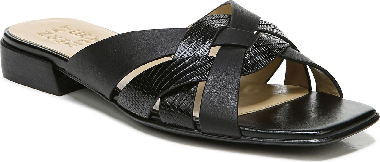 Naturalizer Sandals Ashford Black Lizard Leather - Wide