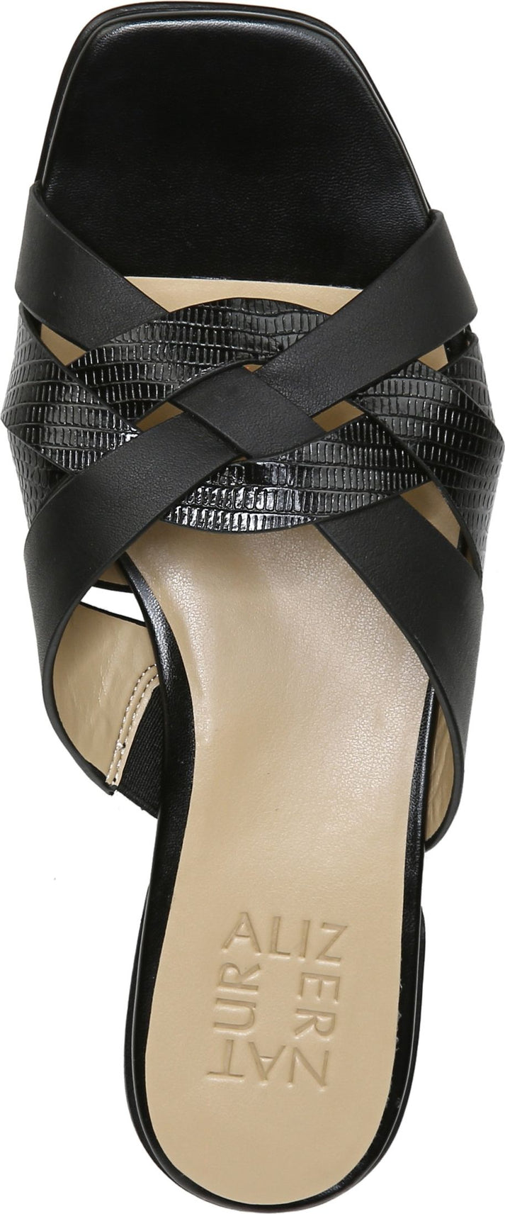 Naturalizer Sandals Ashford Black Lizard Leather - Wide