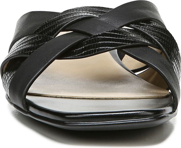 Naturalizer Sandals Ashford Black Lizard Leather - Wide