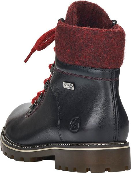 Remonte Boots Black Hiker W/ Red Laces