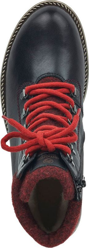 Remonte Boots Black Hiker W/ Red Laces