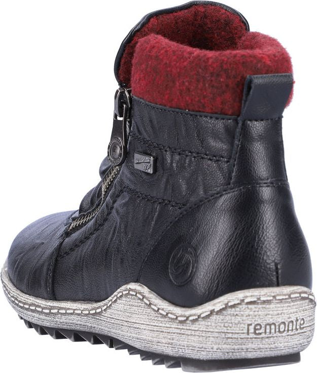 Remonte Boots Black Ruched Side Zip