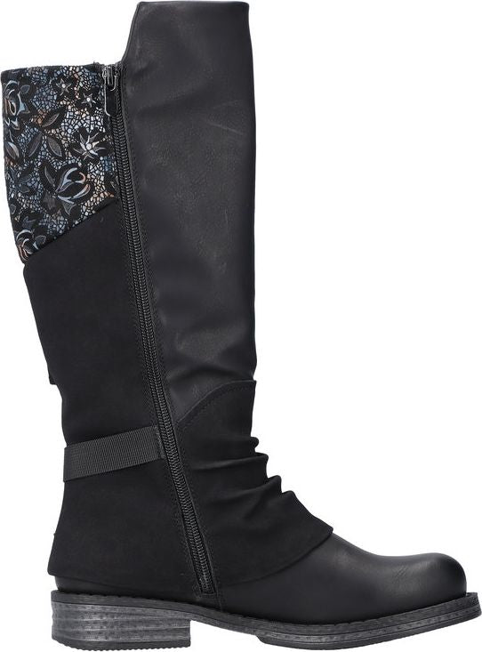 Rieker Boots Black Tall Side Zip Boot