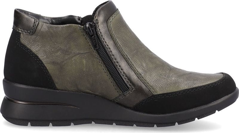 Rieker Boots Green Side Zip Wedge Boot