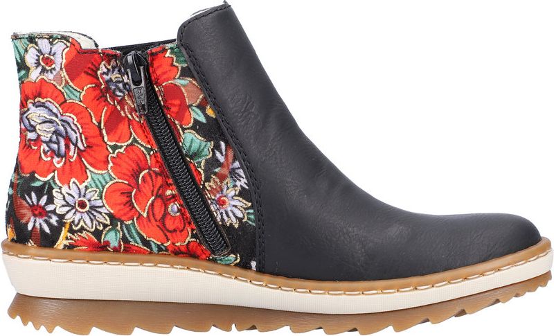 Rieker Boots Navy Boot With Floral Printed Heel