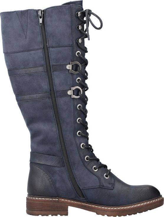 Navy Tall Lace Up Boot Quarks Shoes